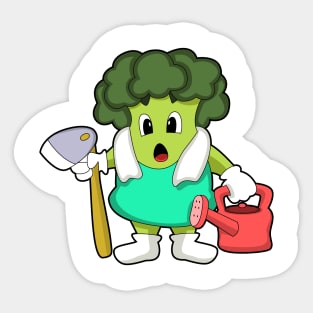 Broccoli as Farmer with Watering can Sticker